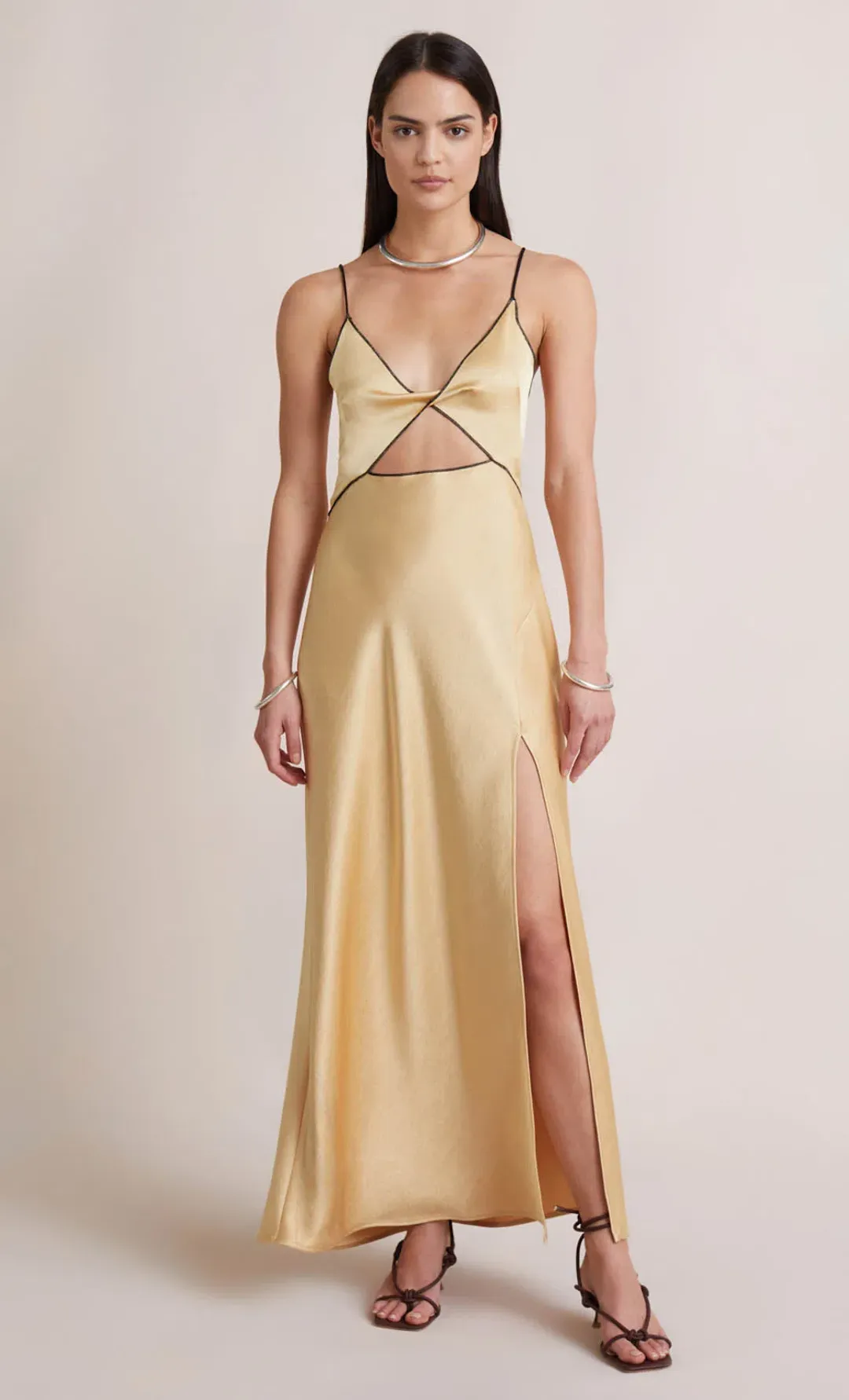 Bec & Bridge Hazel Maxi Dress Wheat Yellow Size 8 for rent on The Volte - main image