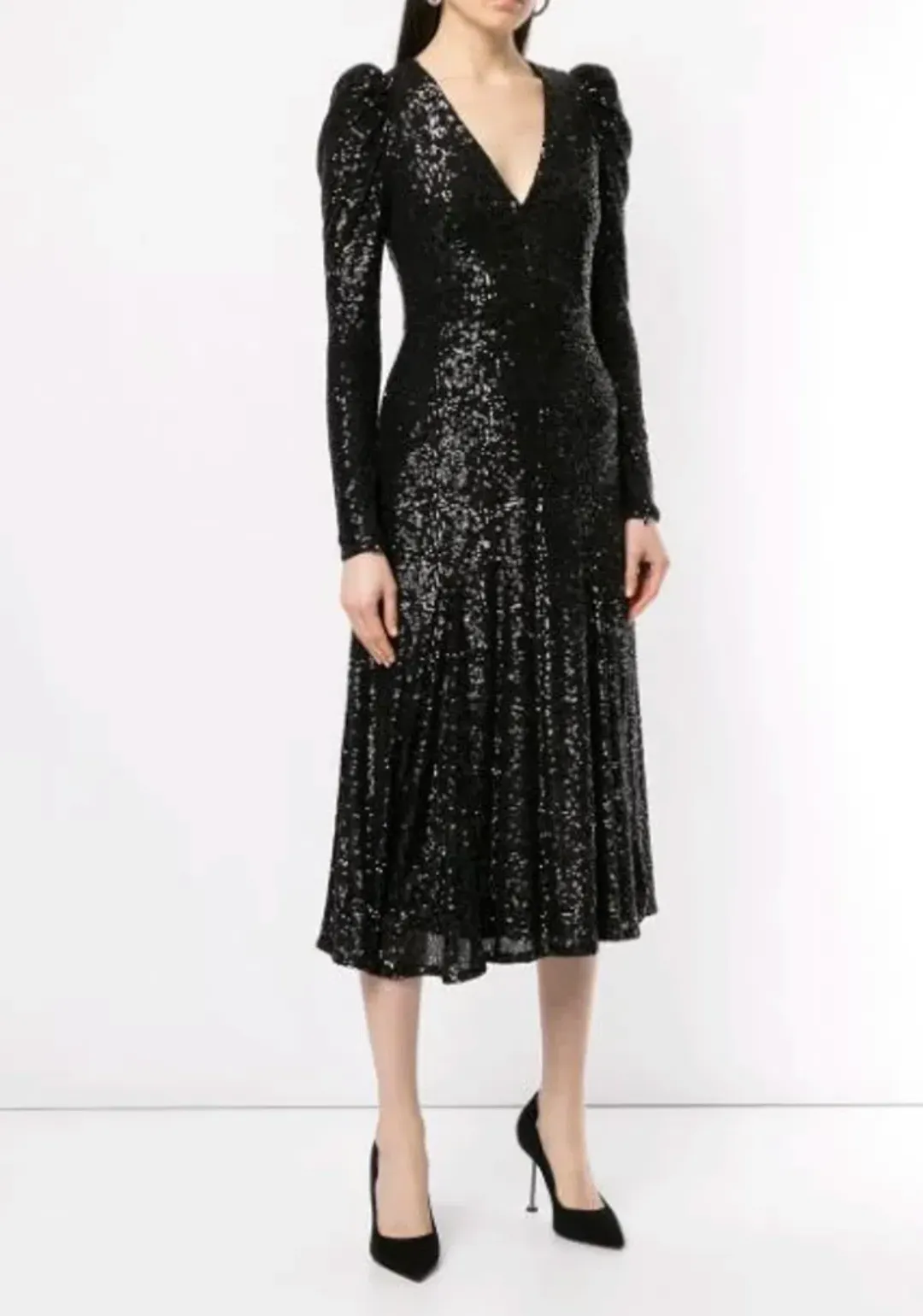 Rachel Gilbert Nancy Midi Black Dress Size 8 for rent on The Volte - main image