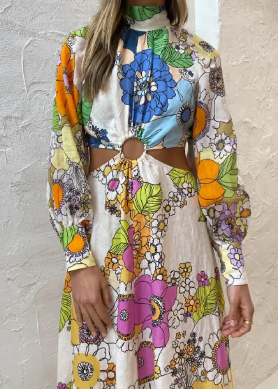 Alemais Farrah Cut Out Midi Dress Print Size 8 for rent on The Volte - main image