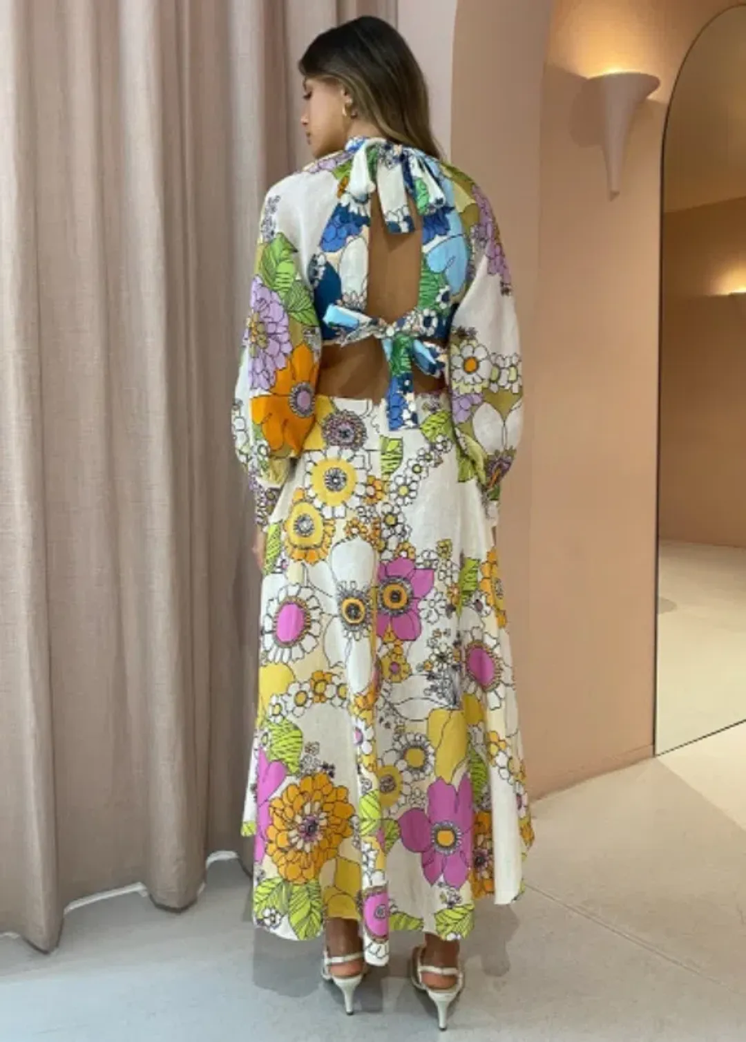 Alemais Farrah Cut Out Midi Dress Print Size 8 for rent on The Volte - main image