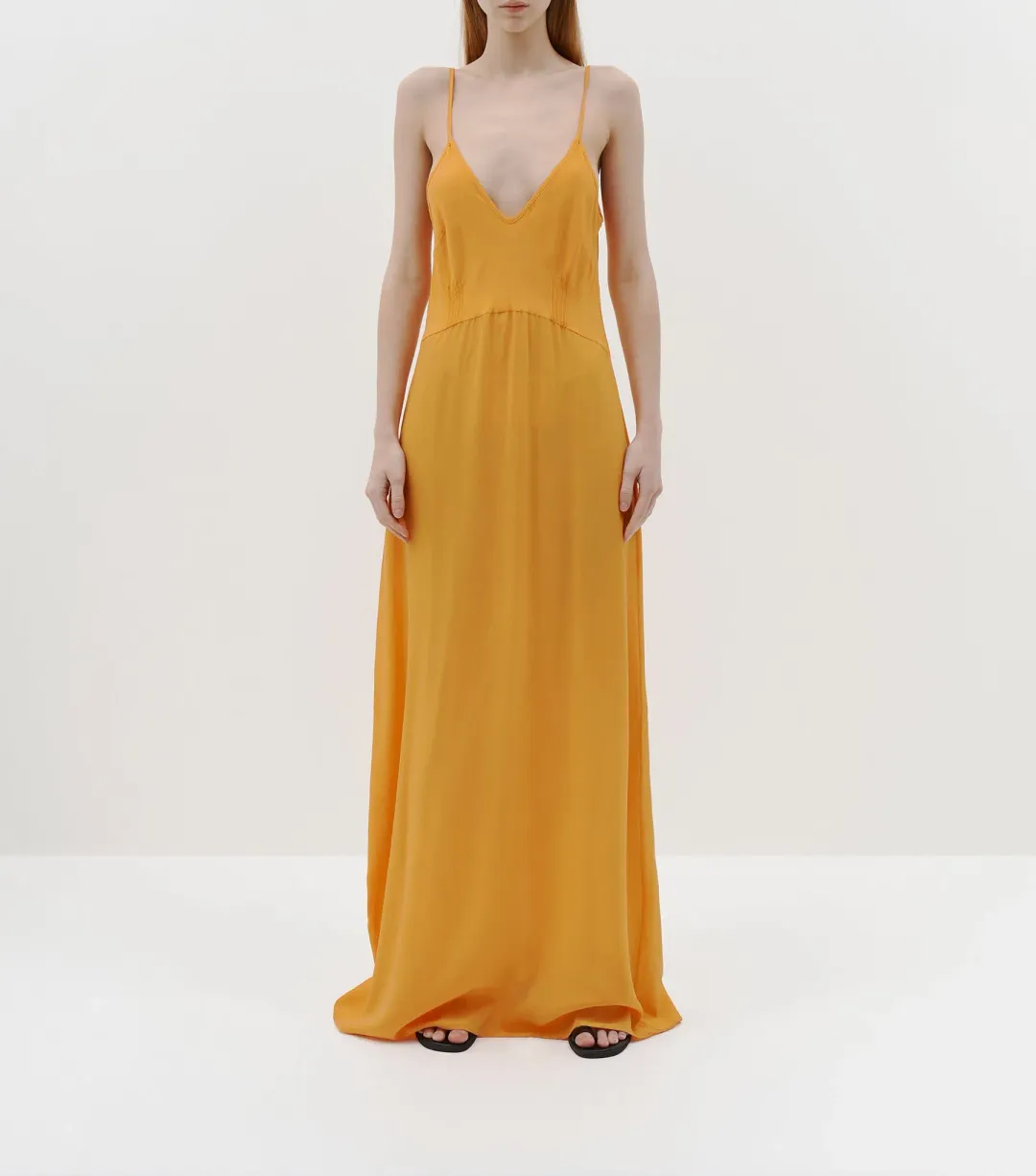 Bassike Silk Longerline Slip Dress in Tangerine Size 00 / Au 6 for rent on The Volte - main image