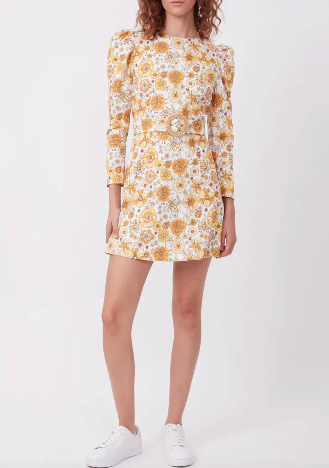 Torannce Edie Mini Dress Vintage Floral Yellow Size AU 8 for rent on The Volte - main image