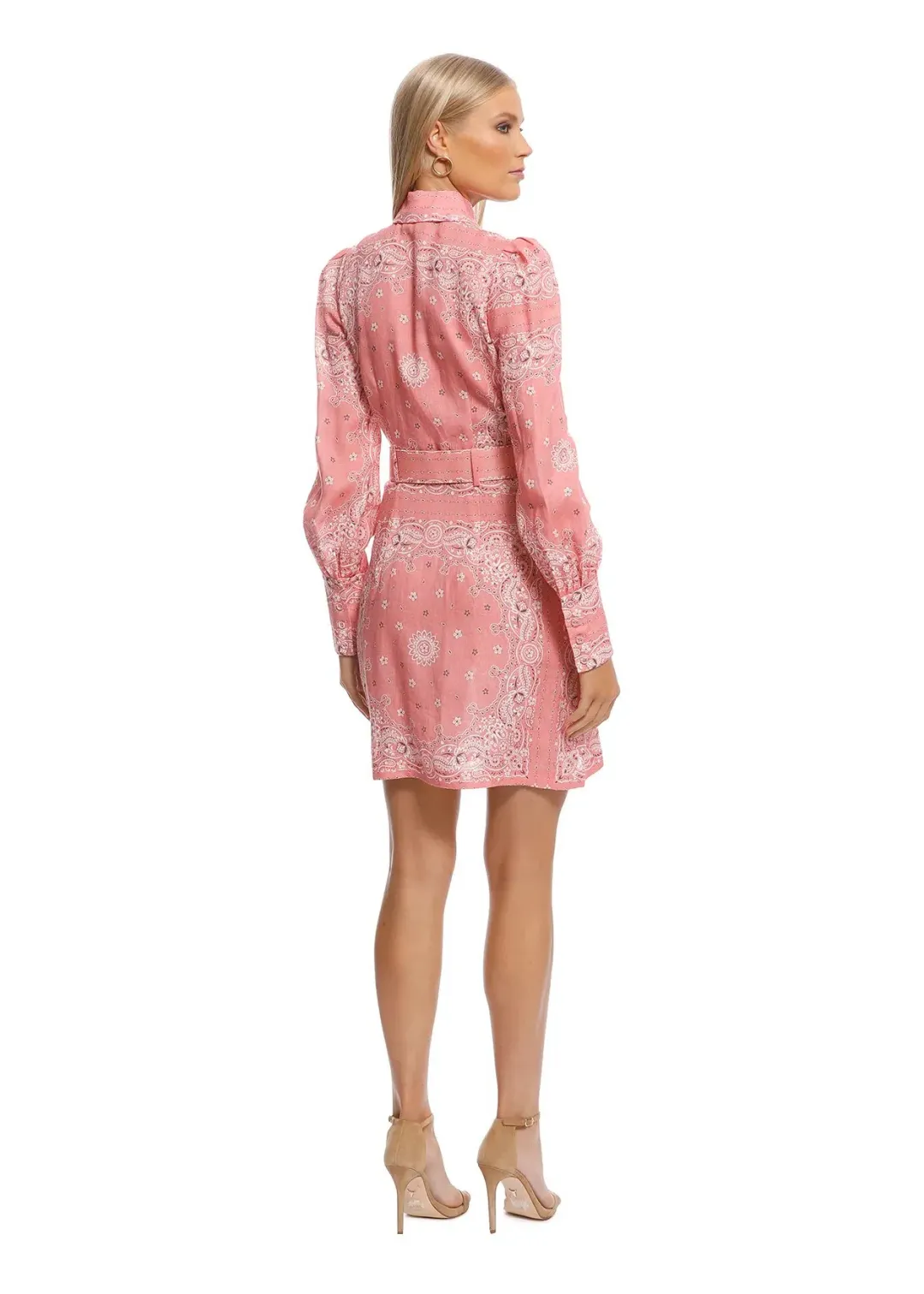 Zimmermann Bandana Shirt Dress Pink Print Size 12 for rent on The Volte - main image