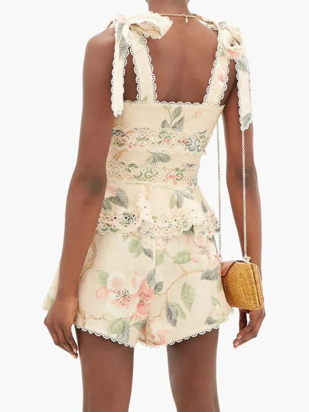 Zimmermann Kirra Floral Set Top and Shorts Beige Size 1 / AU 8 for rent on The Volte - main image