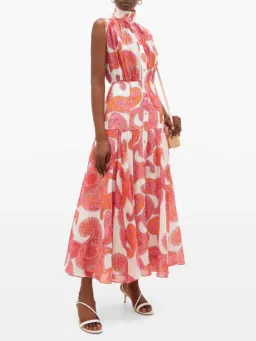 Zimmermann Peggy Paisley Sleeveless Shirt Dress in Magenta Size 2 / AU 12 for rent on The Volte - image 3