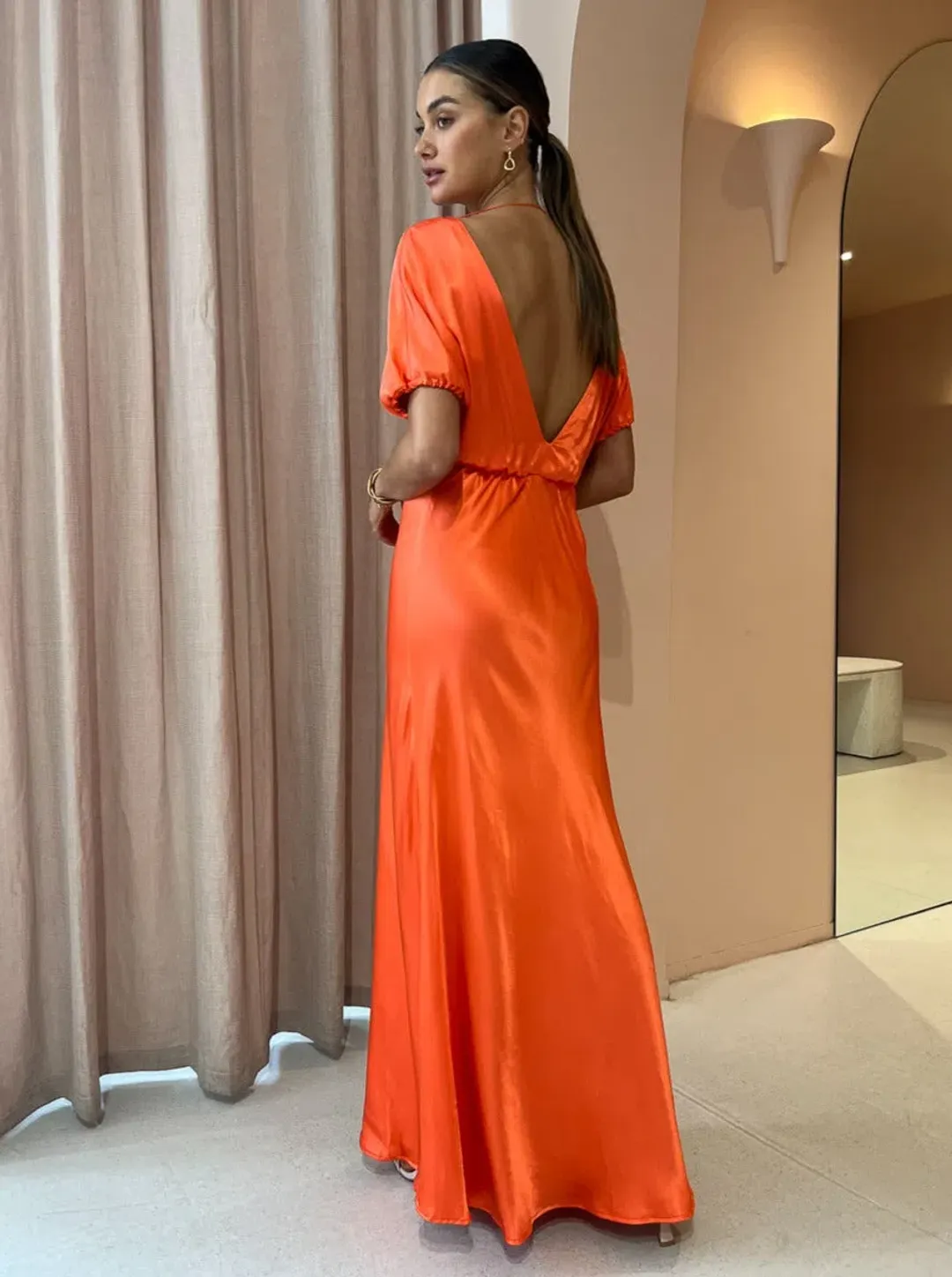 Dominique Healy Adaline Dress in Melon Orange Size 6 for rent on The Volte - main image