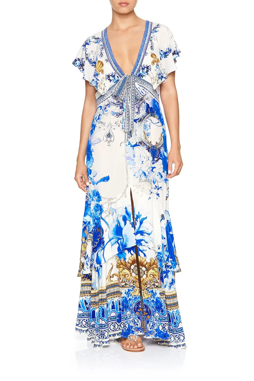 Camilla Saint Germaine Tie Front Maxi Dress with Split Size 8 for rent on The Volte - main image