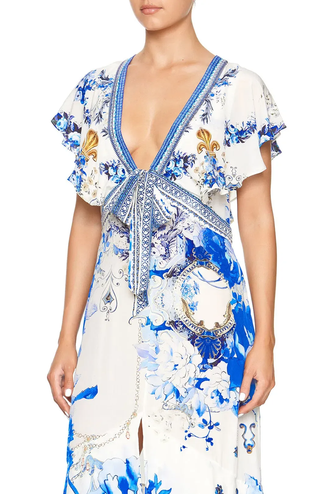 Camilla Saint Germaine Tie Front Maxi Dress with Split Size 8 for rent on The Volte - main image