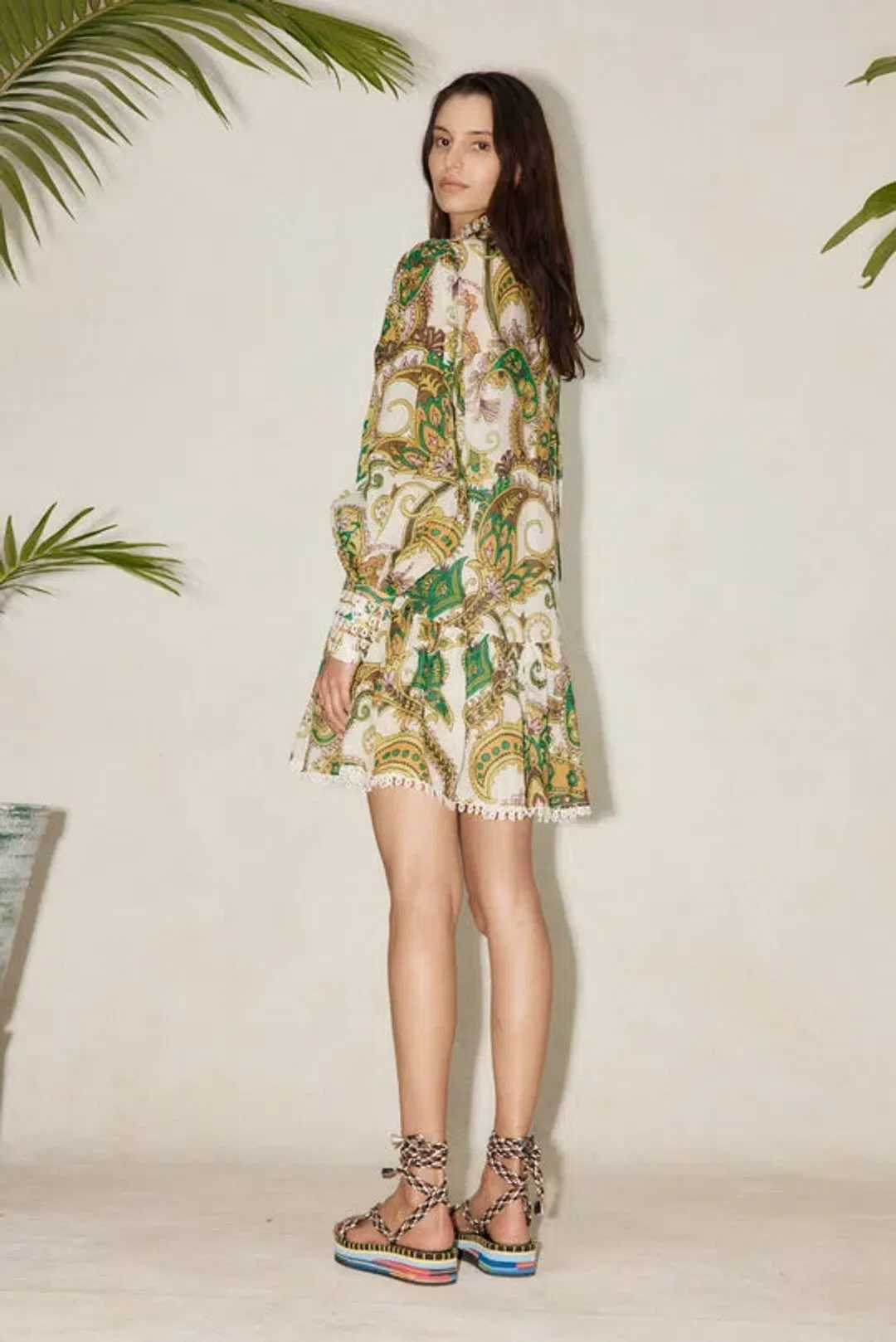 Alemais Octavia Ruffle Mini Dress Green Size 8 for rent on The Volte - main image