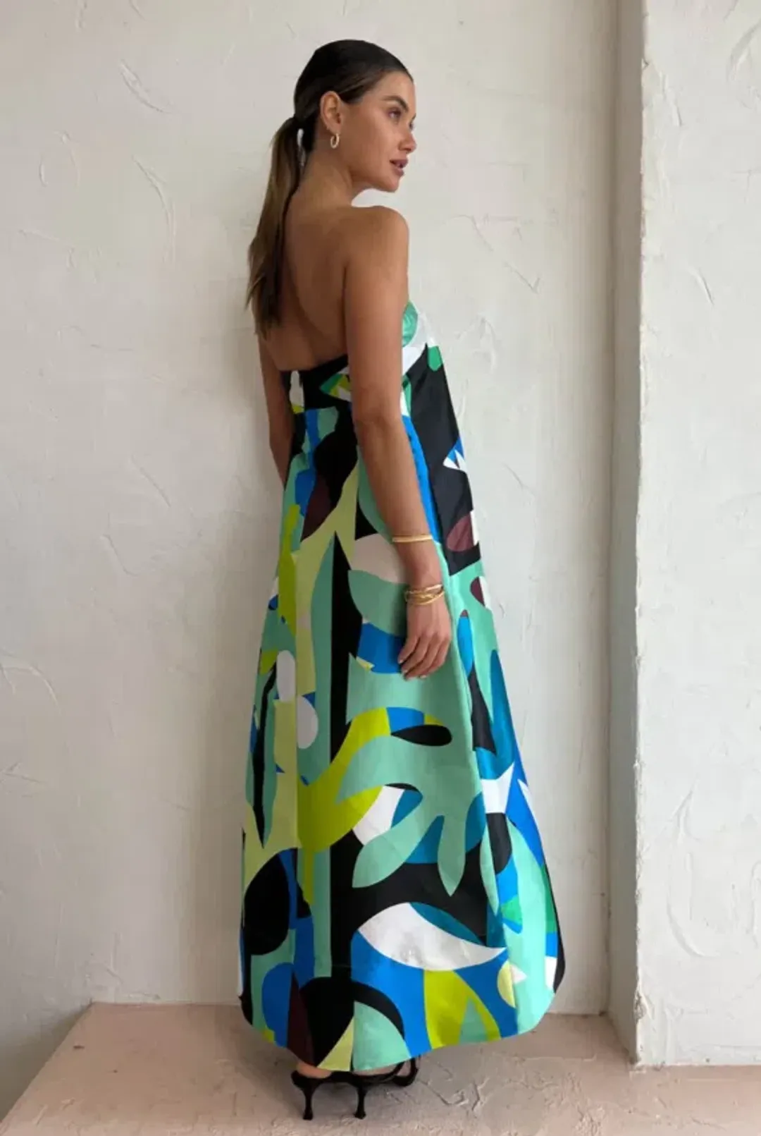 Manning Cartell Abstract Collage Strapless Dress in Multi Size 10 for rent on The Volte - main image