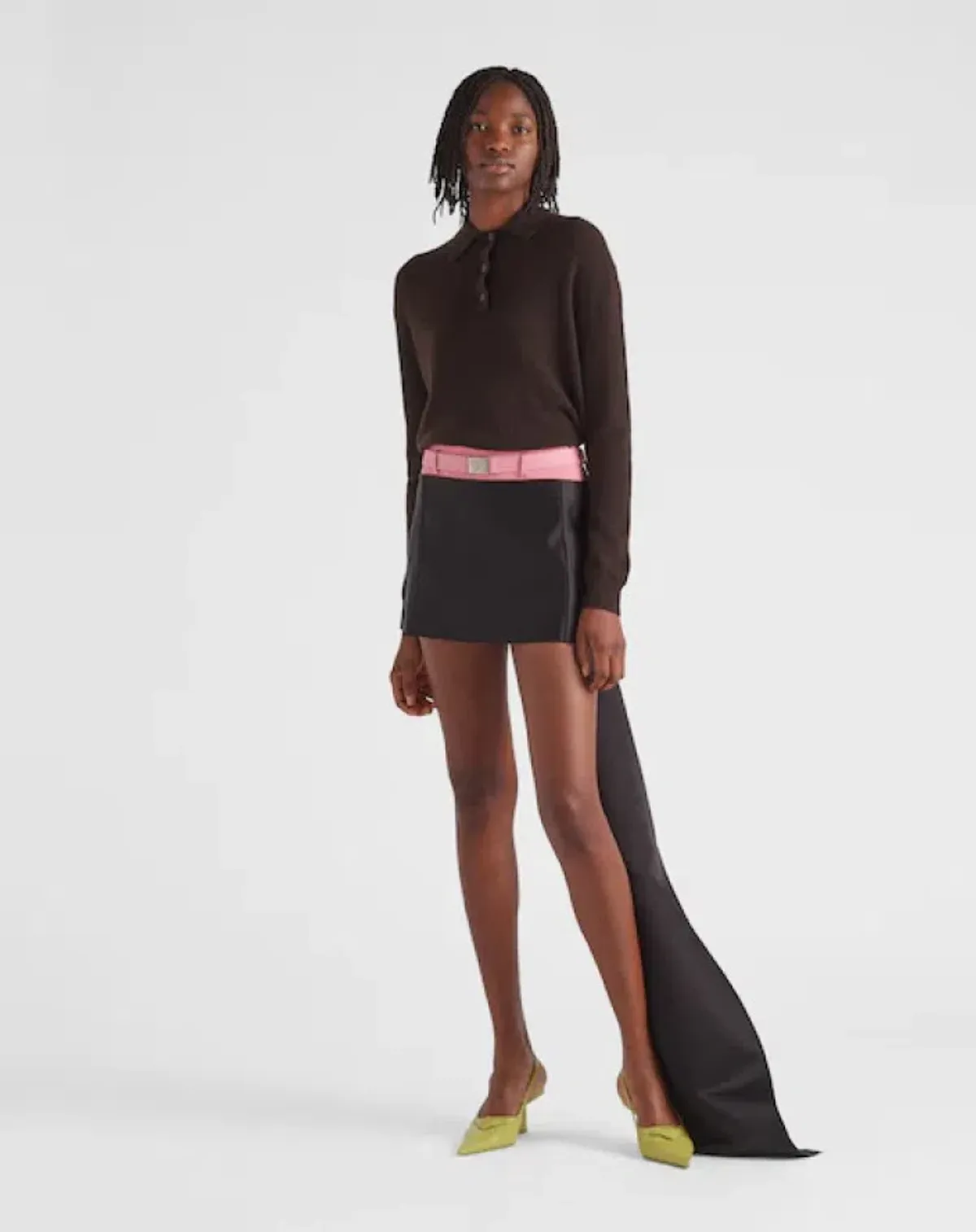 Prada Double Satin Mini Skirt Black Size 36/AU 8 for rent on The Volte - main image