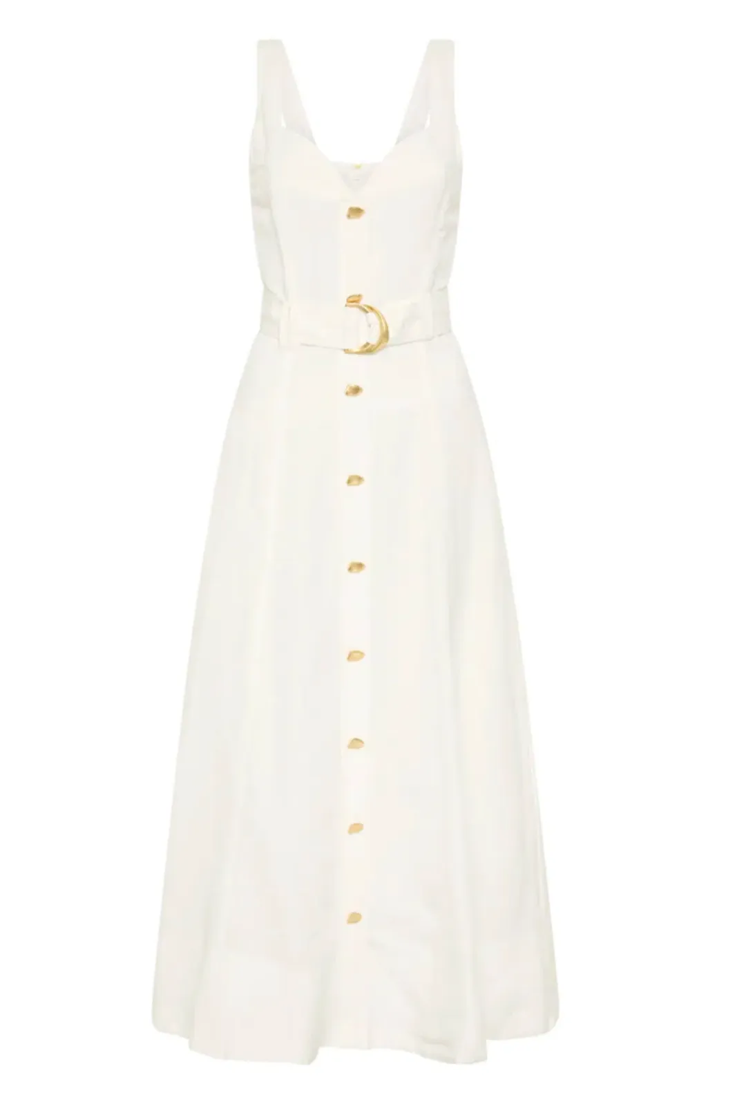 Aje Clay Belted Midi Dress Ivory Size 6 / XS for rent on The Volte - main image
