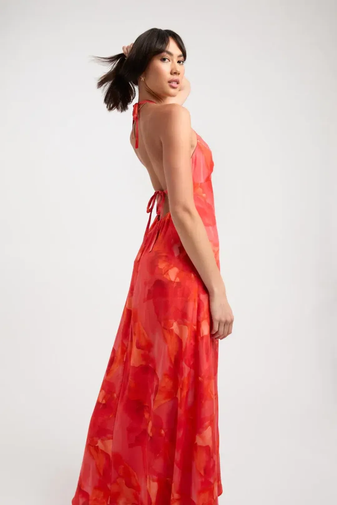 Kookai Zya Halter Maxi Dress Coral Red Size 36 / Au 8 for rent on The Volte - main image