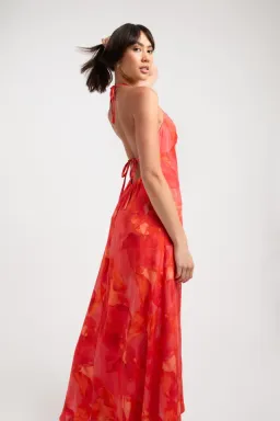 Kookai Zya Halter Maxi Dress Coral Red Size 36 / Au 8 for rent on The Volte - image 2