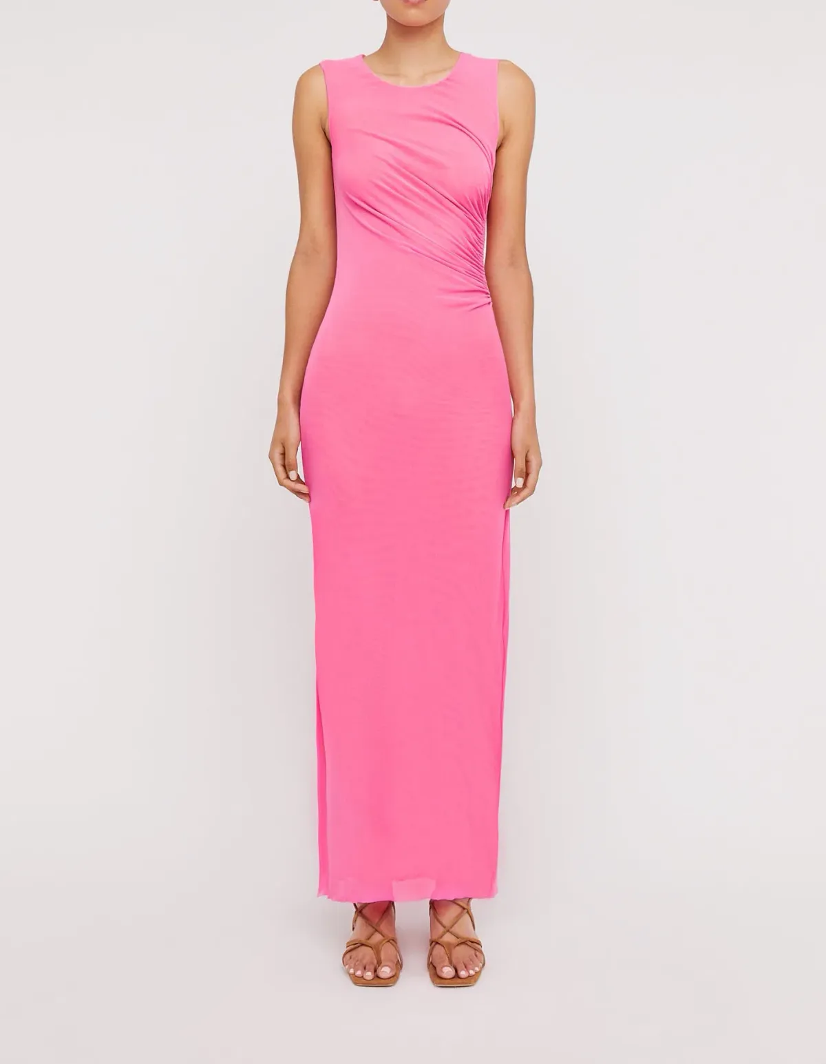 Scanlan Theodore Italian Mesh Gathered Dress Pink Size 4 / XXS for rent on The Volte - main image