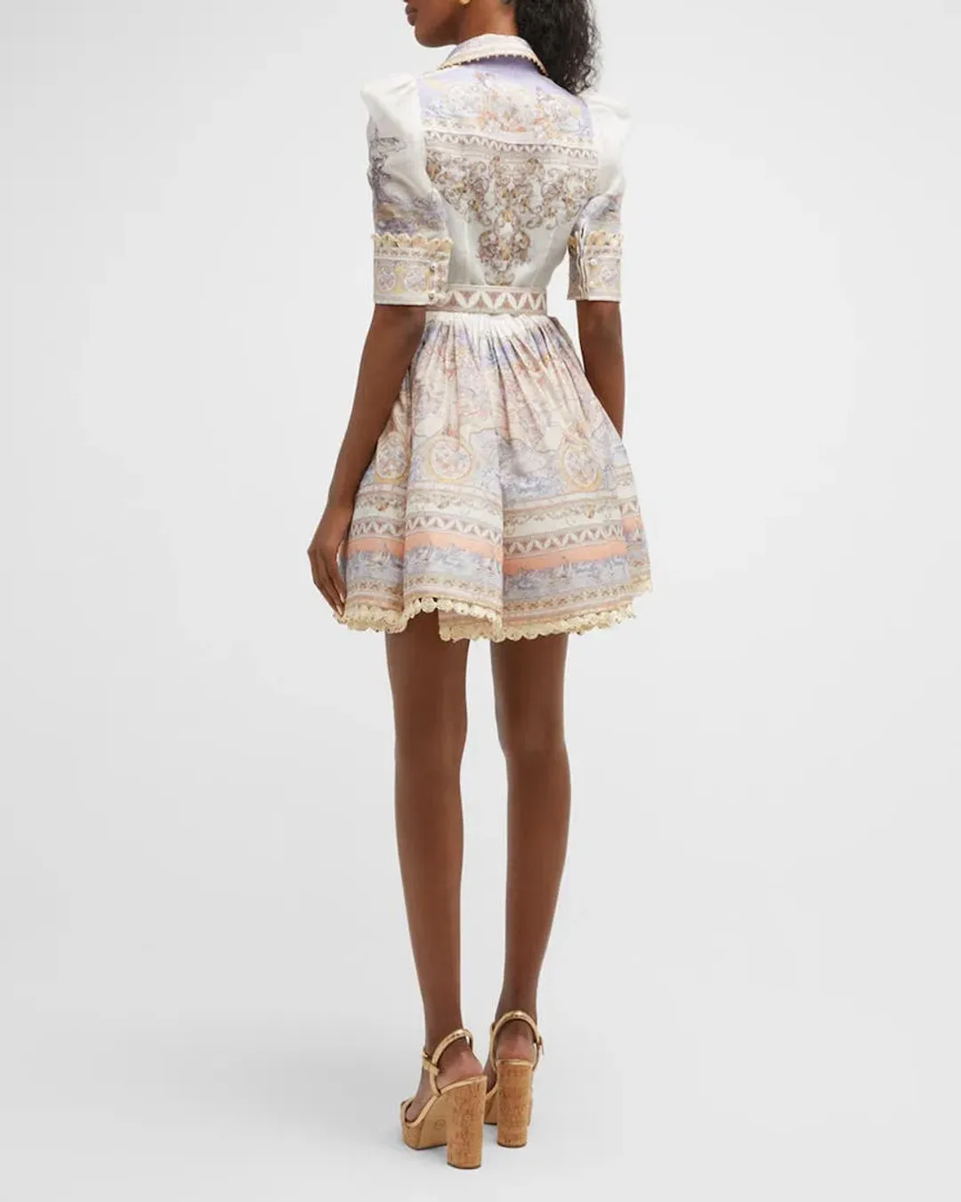 Zimmermann High Tide Mini Shirt Dress Odyssey Print Size 1 / Au 10 for rent on The Volte - main image