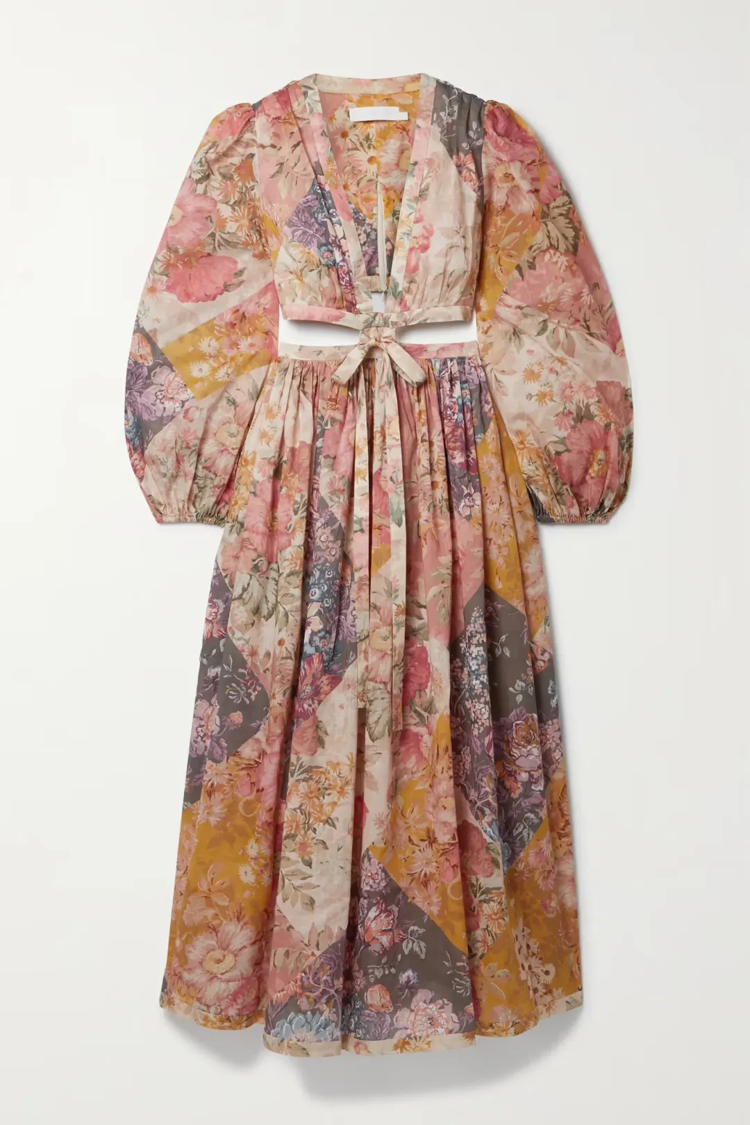Zimmermann Pattie Patchwork Cutout Dress Floral Size 0 / AU8 for rent on The Volte - main image