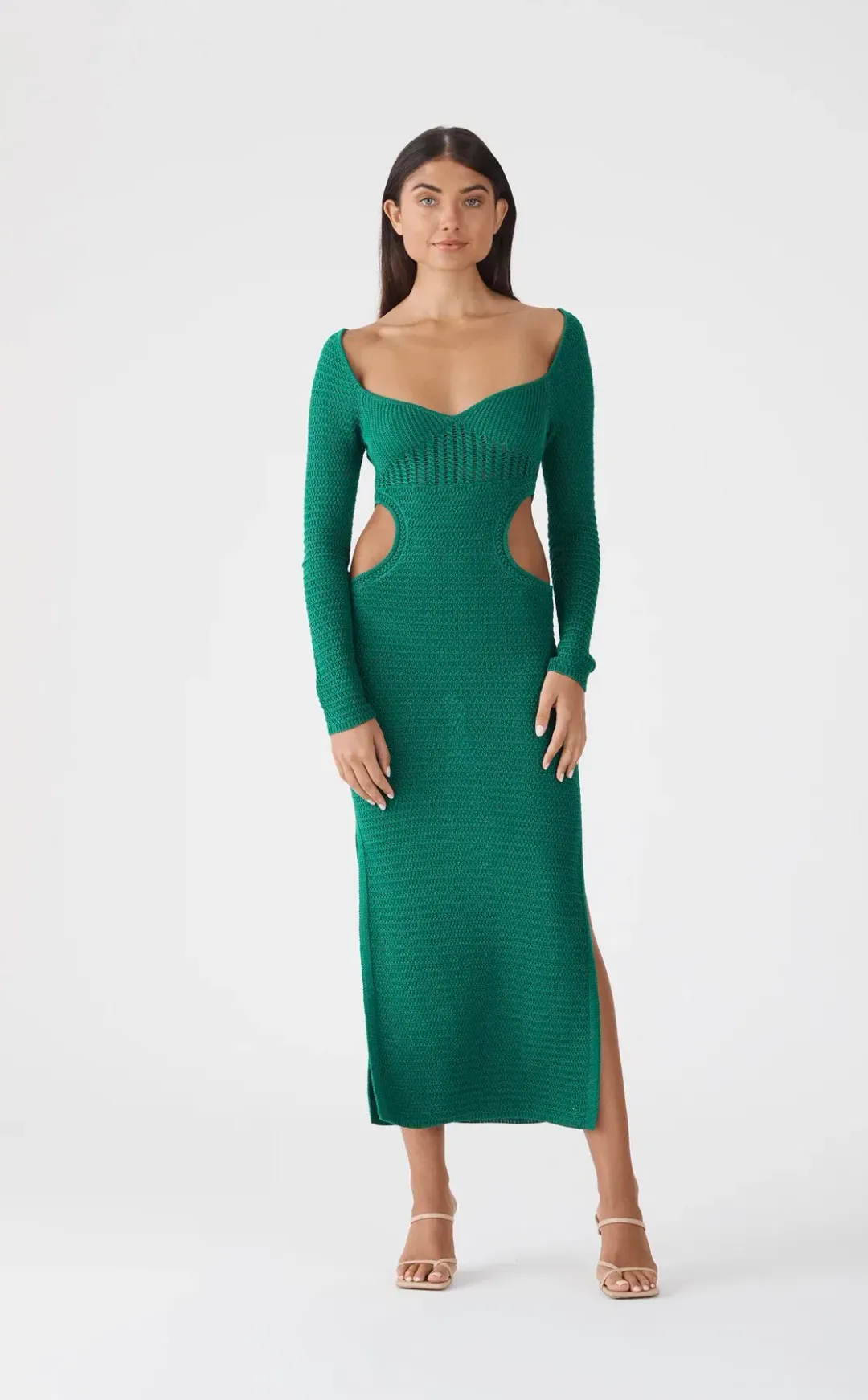 San Sloane Noelle Crochet Knit Midi Dress Green Size AU 6 for rent on The Volte - main image