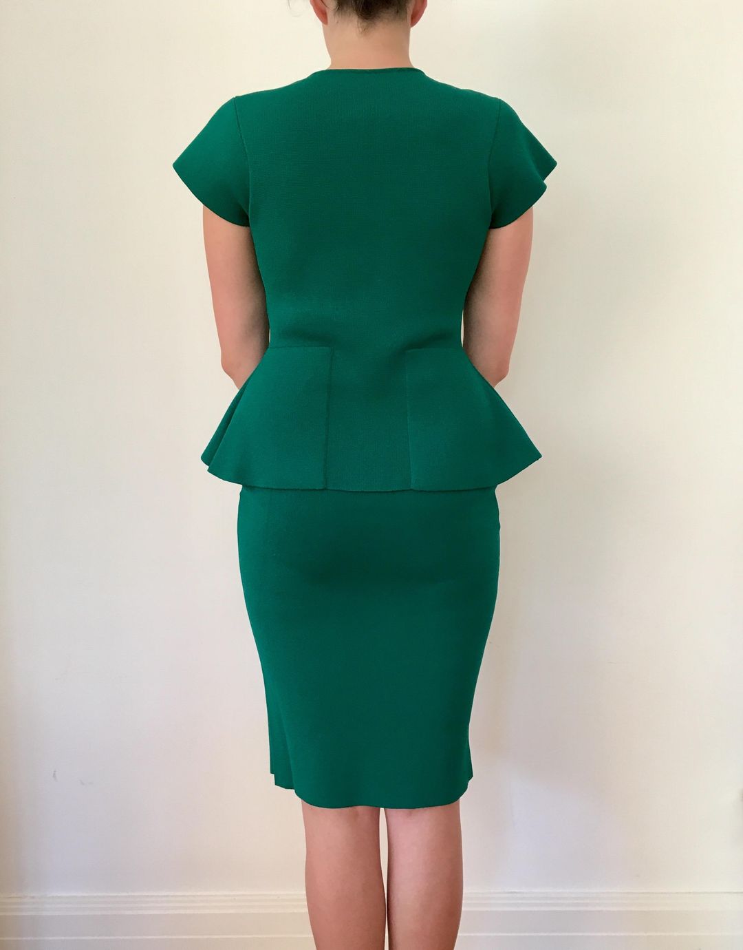 Scanlan Theodore Green two peice crepe knit dress sz 12 for rent on The Volte - main image