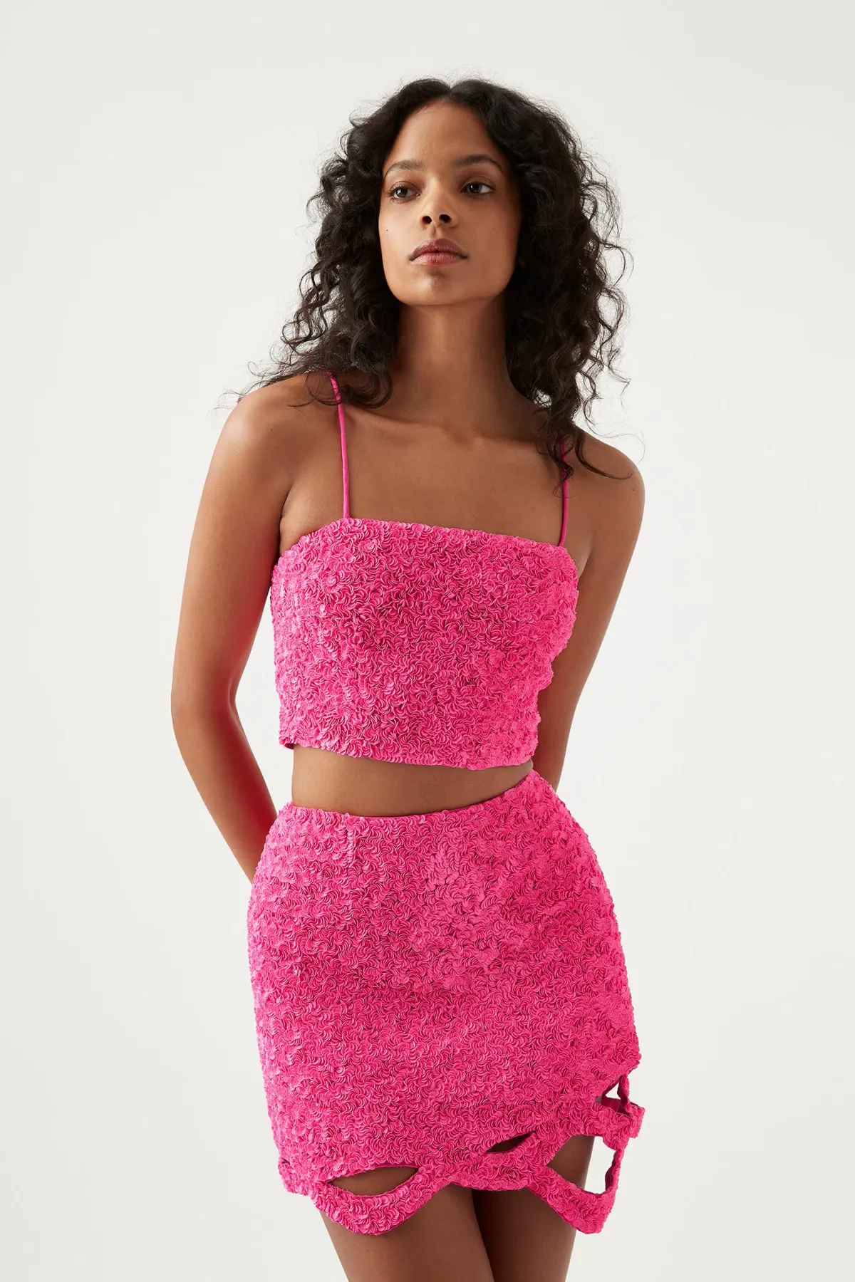 Aje Catara Skirt and Evelyn Top Rouge Pink Size AU 6 for rent on The Volte - main image