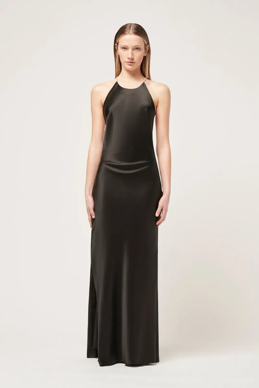 Michael Lo Sordo Hudson Bias Crystalline Maxi Dress Black Size 8 for rent on The Volte - main image