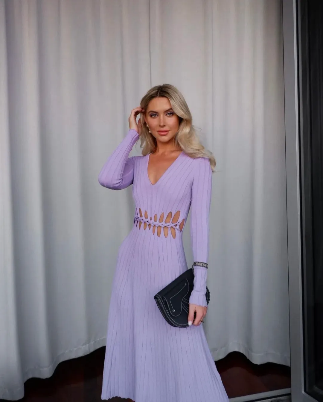 Dion Lee Pinnacle Braid Dress in Violet Size 10 for rent on The Volte - main image