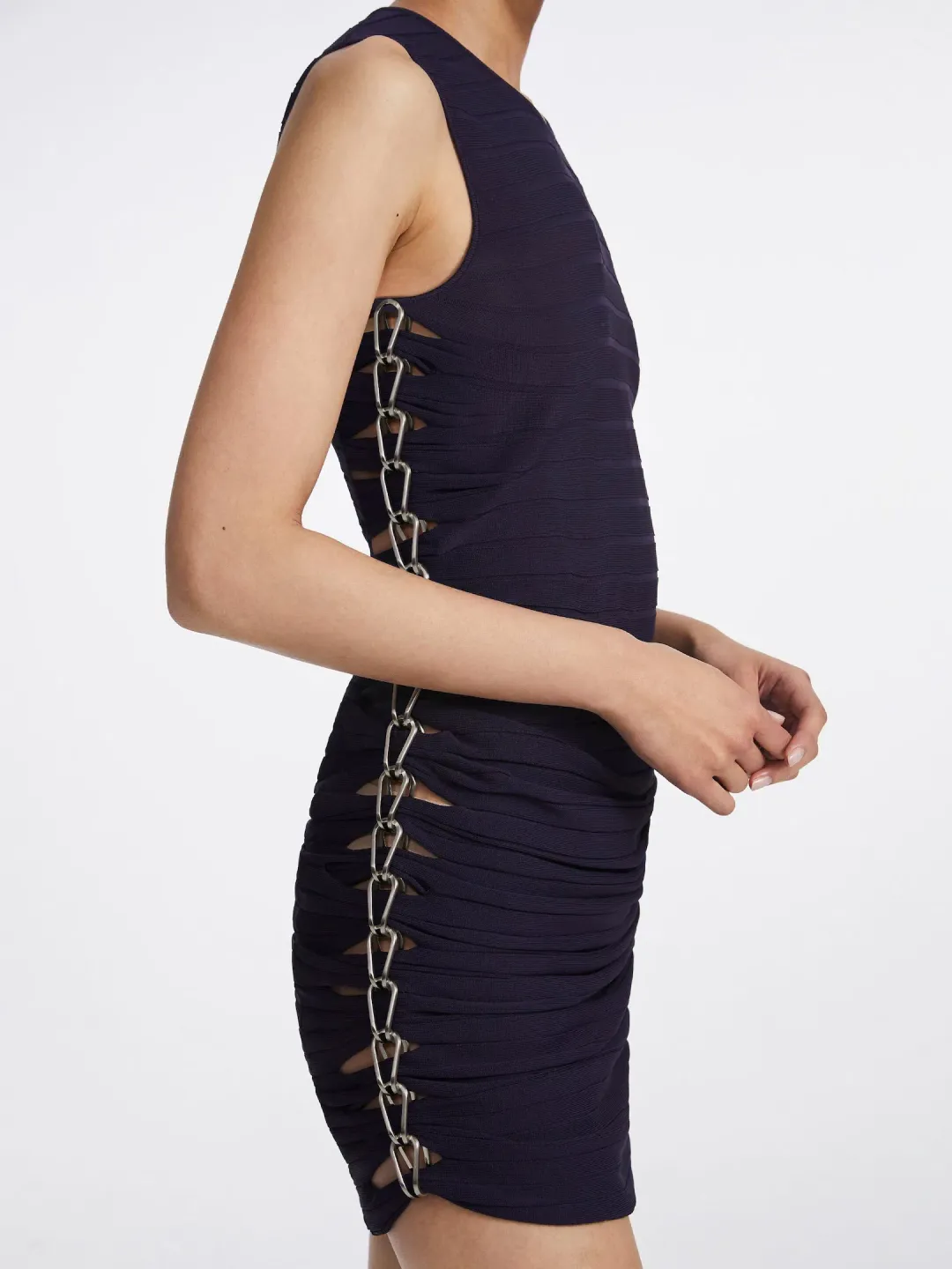 Dion Lee Mirror Chain Navy Mini Dress Size S/Au 8 for rent on The Volte - main image