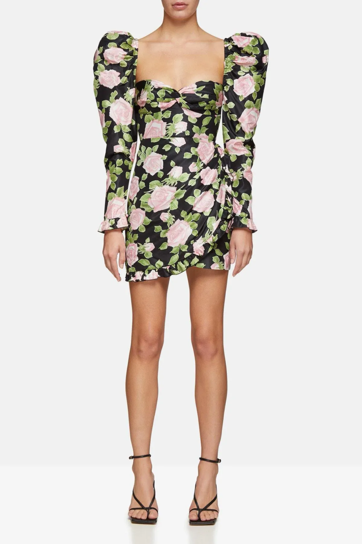 Alessandra Rich Ruffled Silk Taffeta Mini Dress Floral Size 6 for rent on The Volte - main image