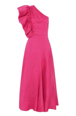 Aje Bonjour Asymmetric Midi Dress Pink Size L / AU  12 for rent on The Volte - image 6