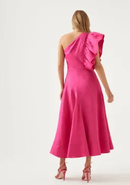 Aje Bonjour Asymmetric Midi Dress Pink Size L / AU  12 for rent on The Volte - image 5