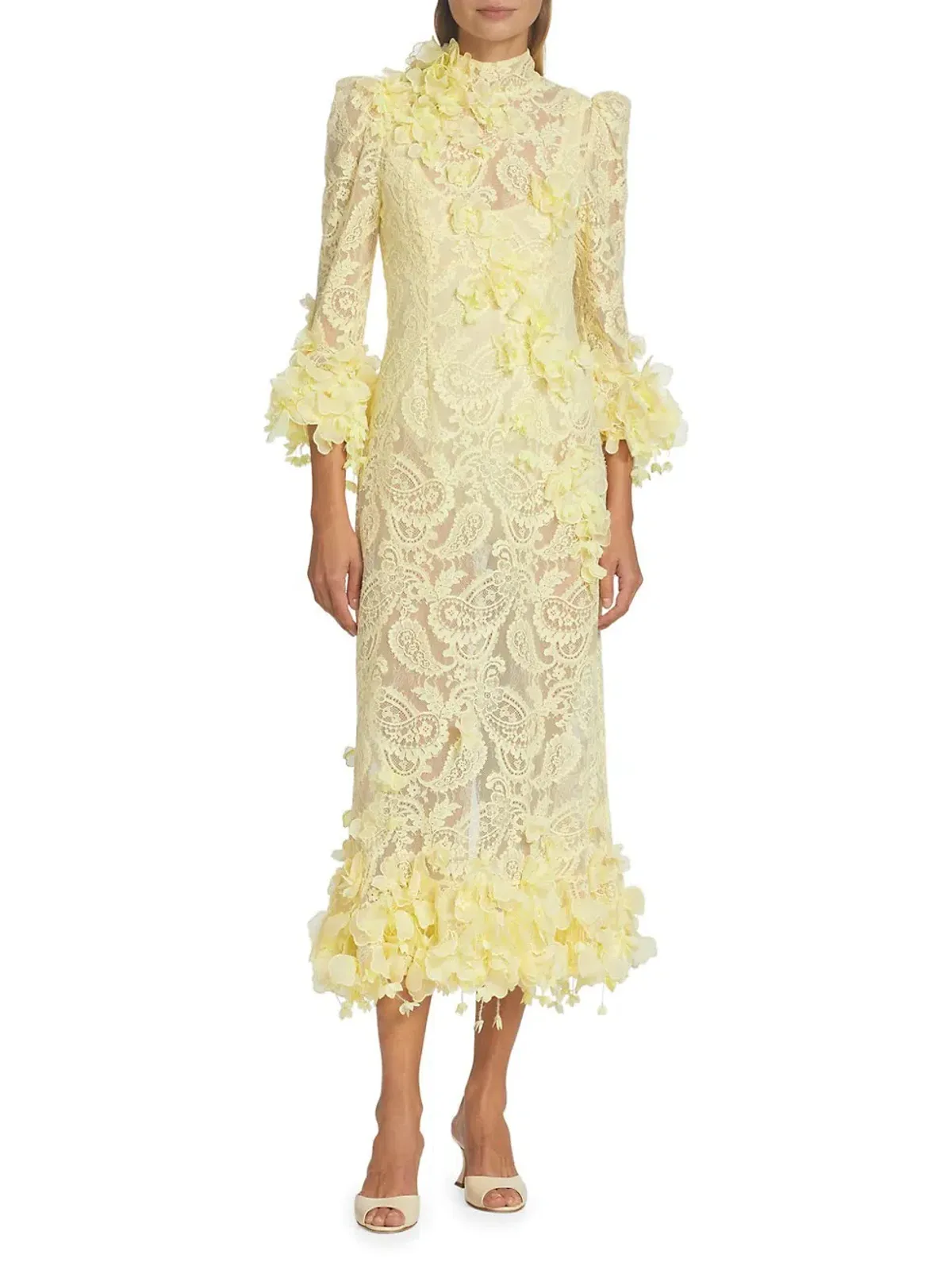 Zimmermann High Tide Lace Midi Dress Lemon Size 1/ AU 10 for rent on The Volte - main image