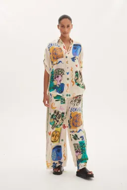 Alemais Soleil Oversized Shirt and Pant Set Print Size 8 for rent on The Volte - image 1