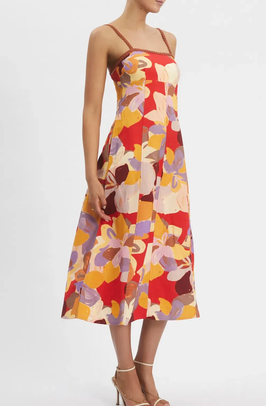 Rebecca Vallance Santiago Midi Dress in Multi Size AU 10 for rent on The Volte - main image