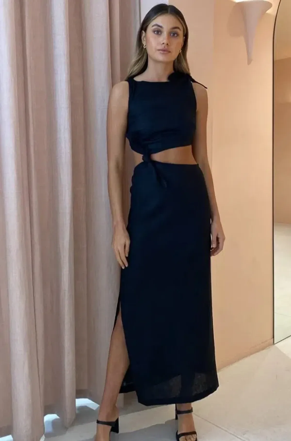 Sir the Label Ambroise Knot Dress Black Size 1 / Au 8 for rent on The Volte - main image