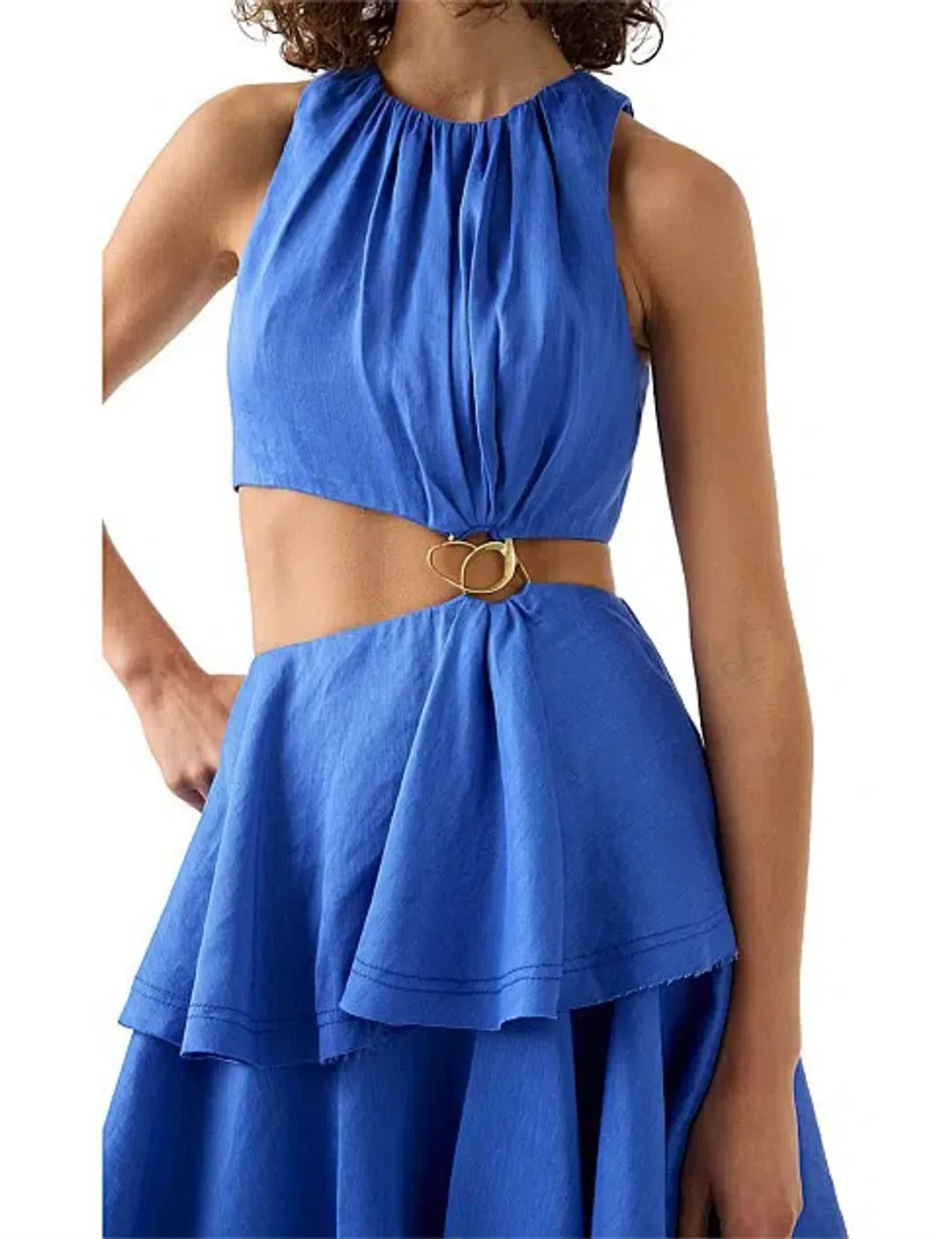 Aje Wave Cut Out Ring Midi Dress Blue Size 8 / S for rent on The Volte - main image