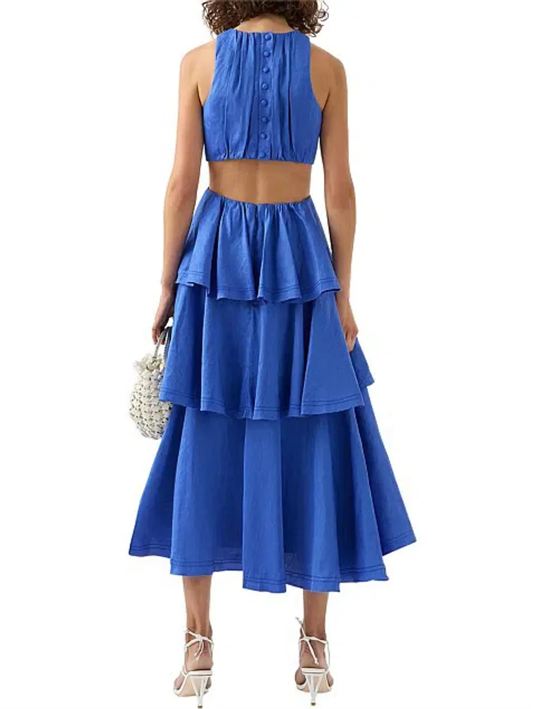 Aje Wave Cut Out Ring Midi Dress Blue Size 8 / S for rent on The Volte - main image