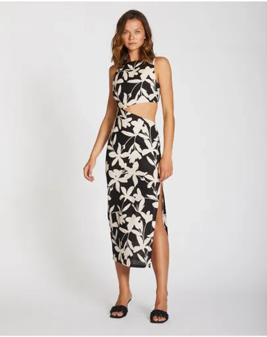 Lover Margot Linen Midi Dress Floral Size 10 for rent on The Volte - main image