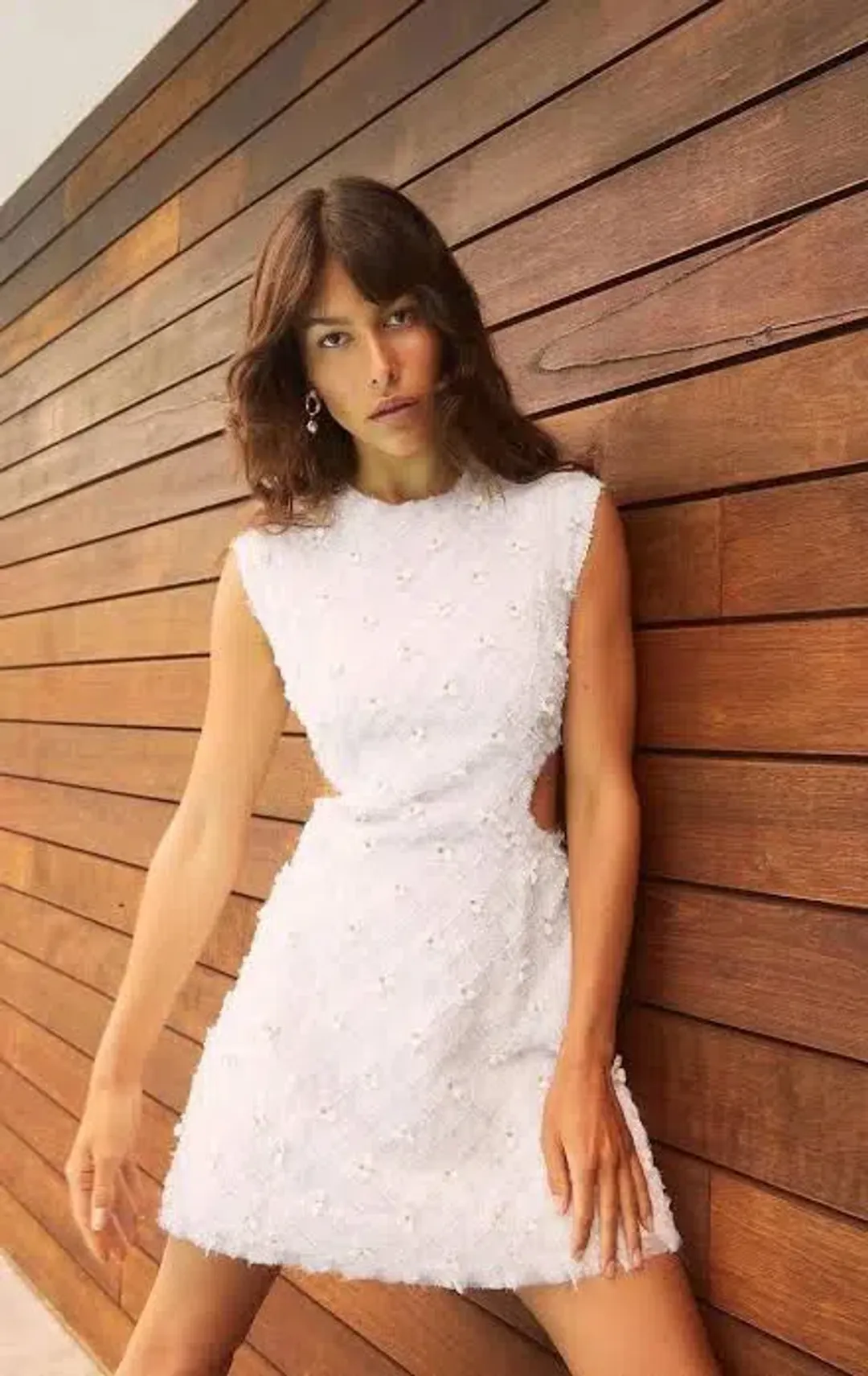 Aje Mirage Organza Cut Out Mini Dress Ivory Size 8 / S for rent on The Volte - main image