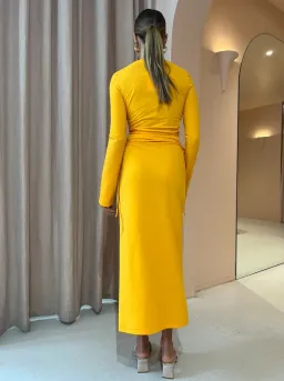Camilla and Marc Alexandre Midi Dress in Marigold Yellow Size 10 for rent on The Volte - image 3