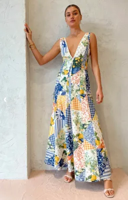 By Nicola Wavy Maxi Dress in Lemon Patchwork Size 8 for rent on The Volte - image 1