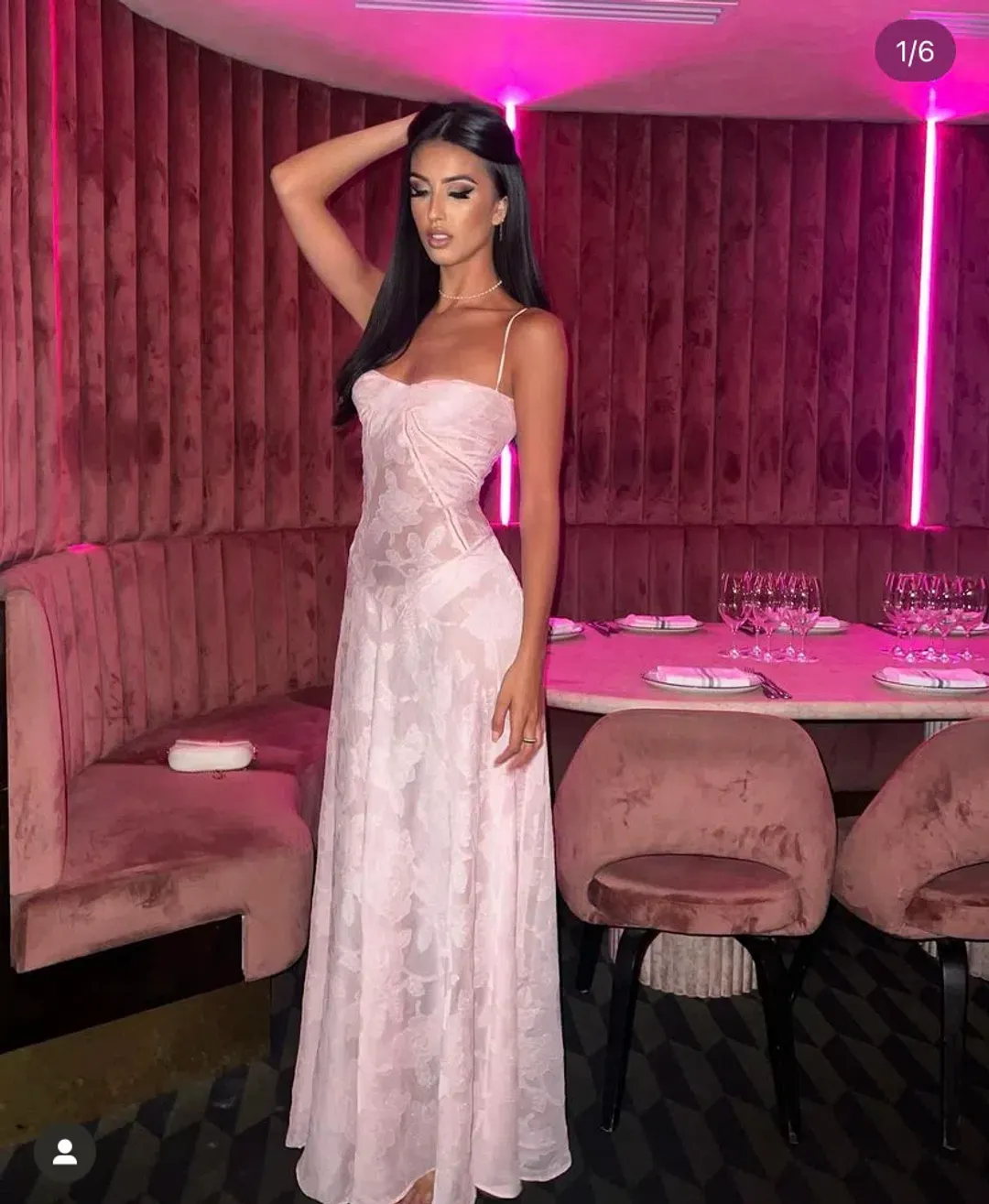 House of CB Seren Corset Lace Back Maxi Dress Soft Pink Floral Size Small / Au 8 for rent on The Volte - main image