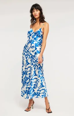 Ginia Fresco Dress Blue Multi Size 8 for rent on The Volte - image 4