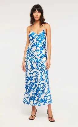 Ginia Fresco Dress Blue Multi Size 8 for rent on The Volte - image 1