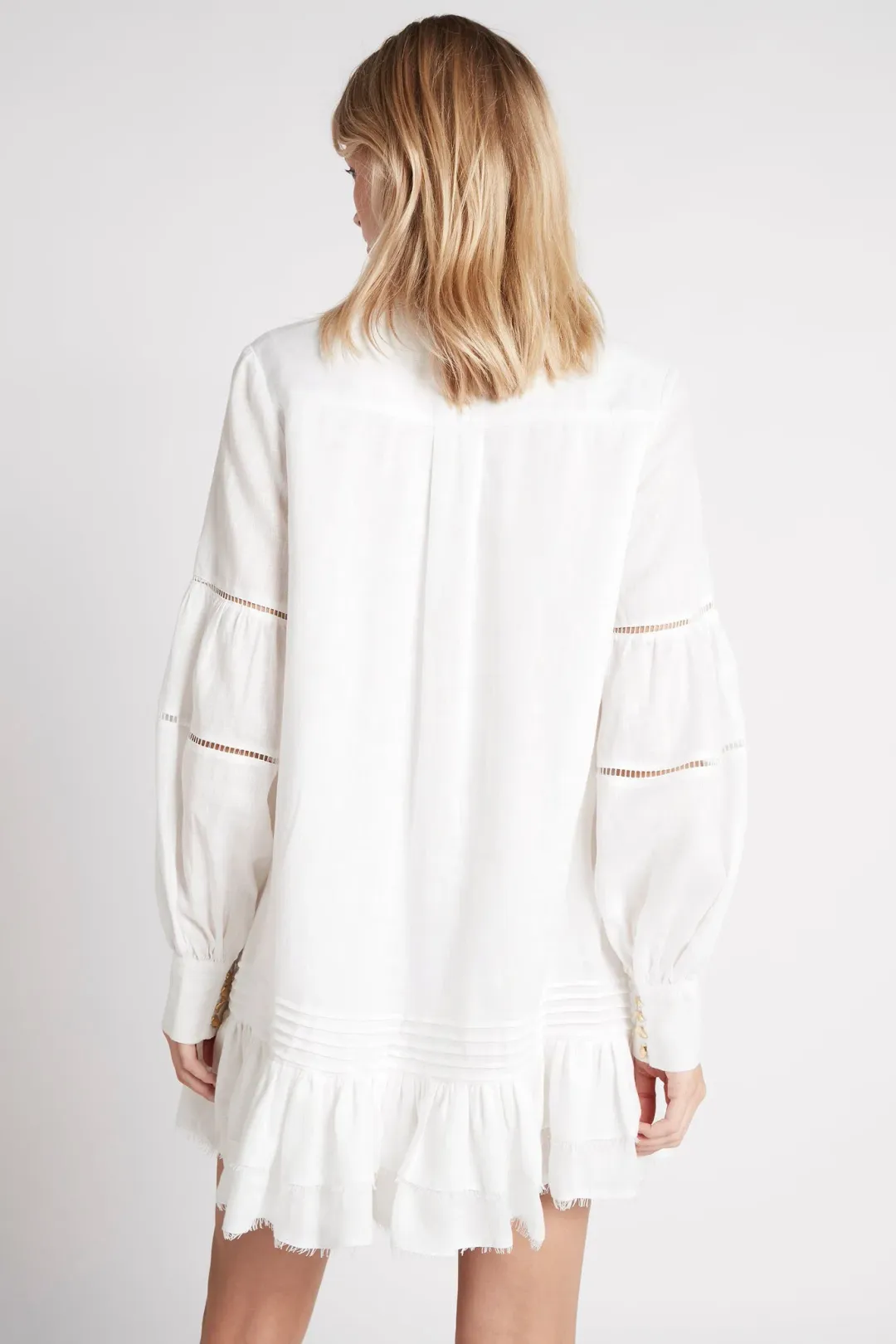 Aje Lotus Shrit Mini Dress White Size 4 for rent on The Volte - main image