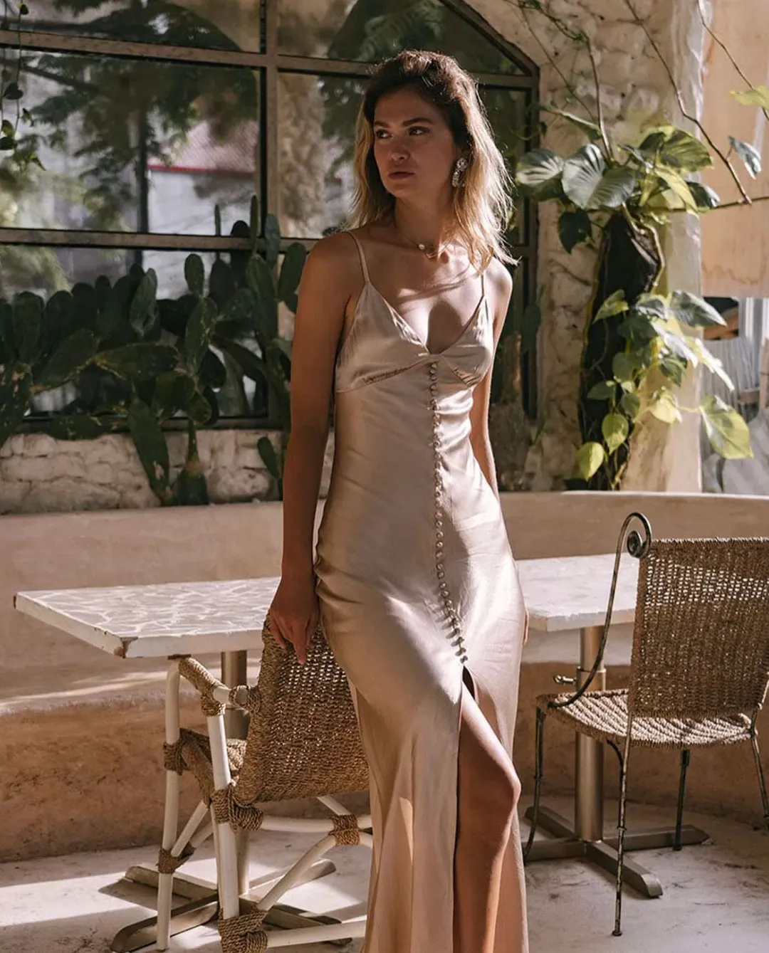 Shona Joy La Lune Bias Slip Dress in Dessert Rose Size 6 for rent on The Volte - main image
