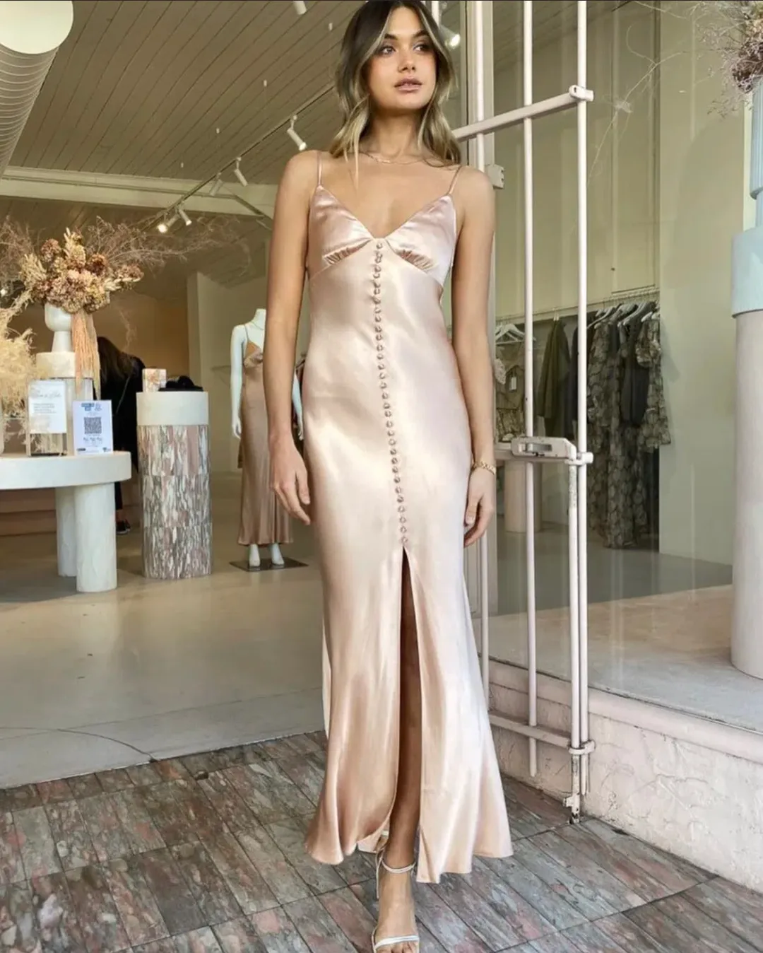 Shona Joy La Lune Bias Slip Dress in Dessert Rose Size 6 for rent on The Volte - main image