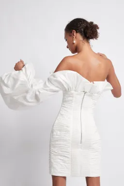 Aje Allegro Tucked Puff Dress White Size AU 10 for rent on The Volte - image 2