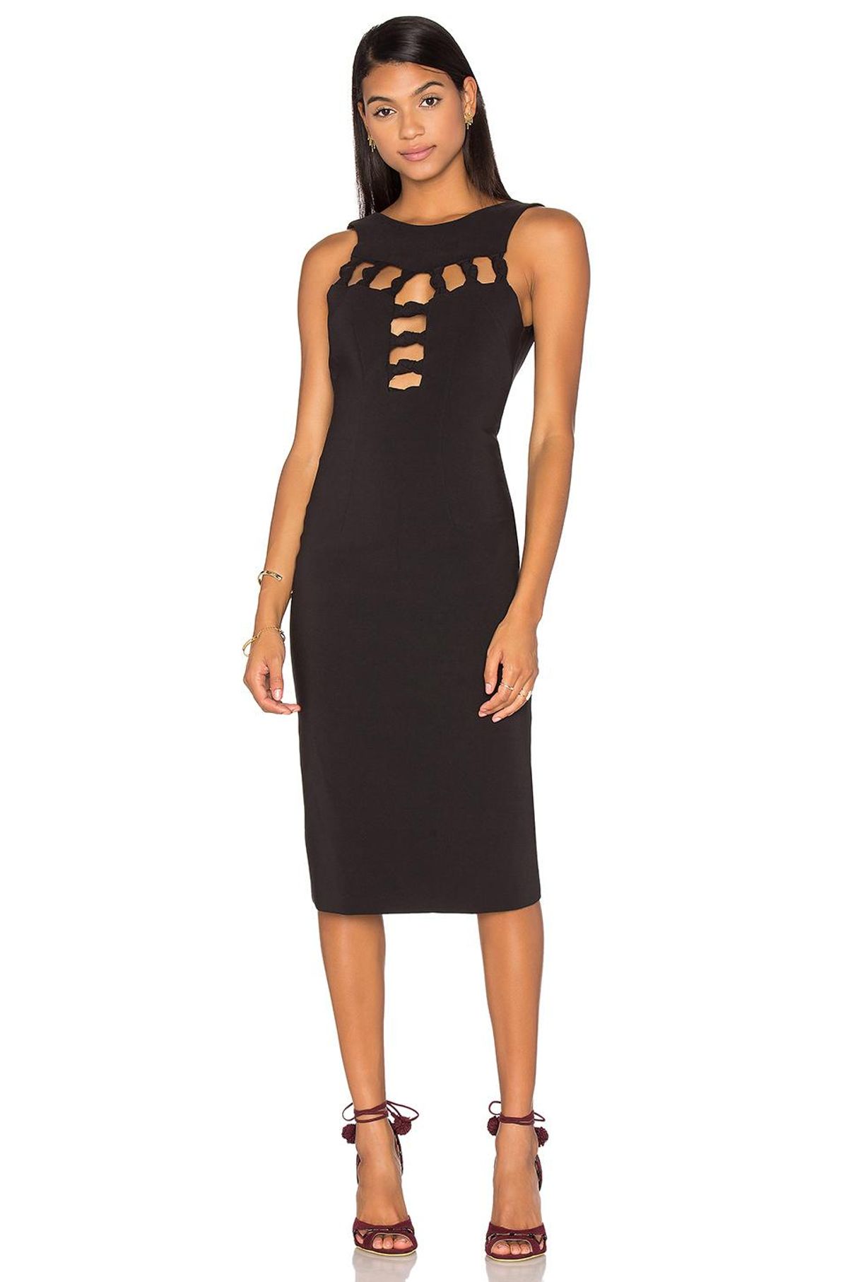 By Johnny Black Open Knot Front Dress black size 8 for rent on The Volte - main image