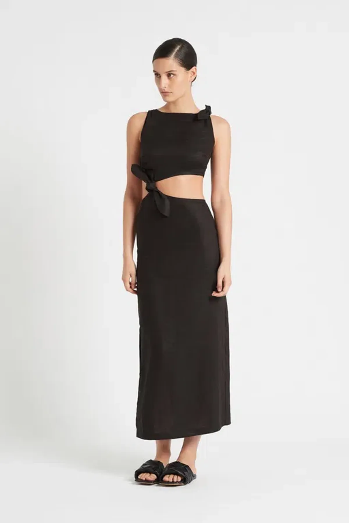 Sir the Label Ambroise Knot Midi Dress Black Size AU 6 for rent on The Volte - main image
