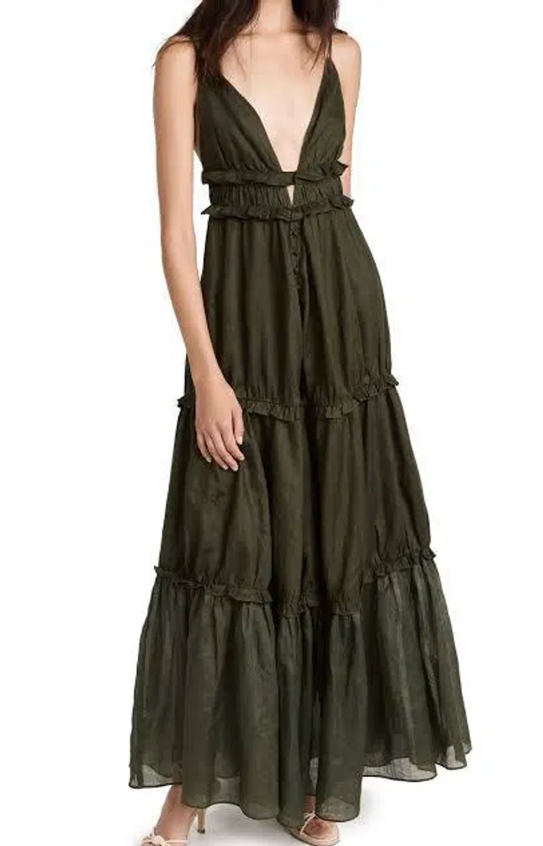 Joslin Studio Liana 2.0 Linen Maxi Dress Forest Size 10 for rent on The Volte - main image